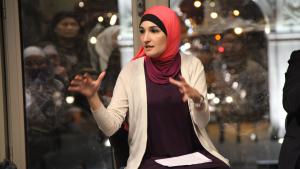 Linda Sarsour speaks at the The Islamic Center at NYU