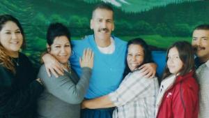 Victor Gallegos with his family. It was their first contact visit in over 20 years.