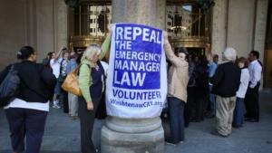 Michigan residents protest emergency manager law