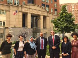 Al Shimari legal team, CCR staff, and supporters outside the courthouse on Friday