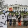 Witness Against Torture protesters in front of White House with image of CCR client Mohammed Al-Hamiri 